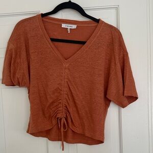 Frame Denim Women's burnt Orange Ruched Crop Top linen